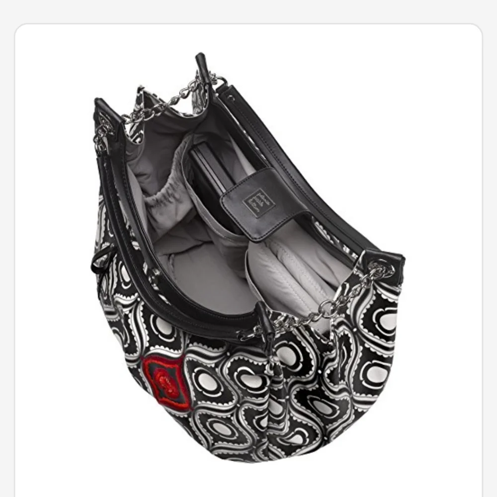 Petunia Pickle Bottom Hobo Hideaway Black‎ & Cream Patterned Diaper Bag Purse